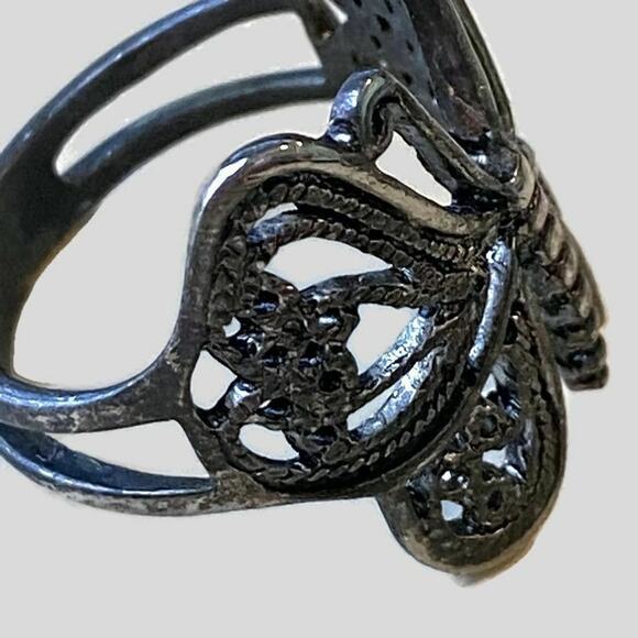 Filigree Butterfly Ring Contemporary Costume Feminine Fairy Goth Unique Original - Picture 3 of 6